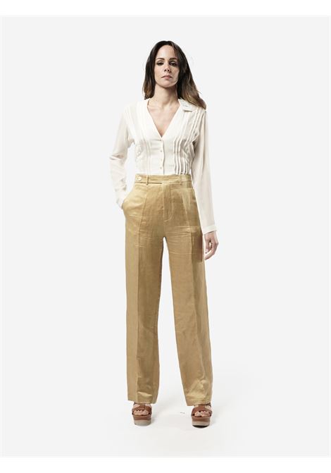 Pantalone cupro lino dritto con cintura ALYSI | Pantaloni | 104103-P4024OZ