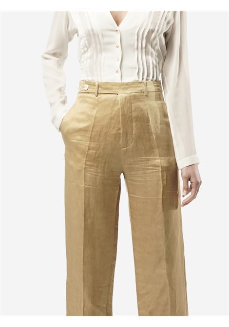 Pantalone cupro lino dritto con cintura ALYSI | Pantaloni | 104103-P4024OZ