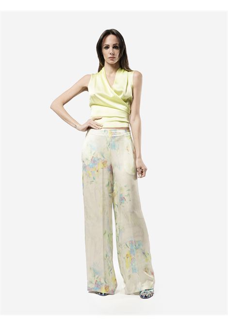 Pantaloni palazzo avorio con stampa floreale multicolore JUCCA | Pantaloni | J3954068/14096