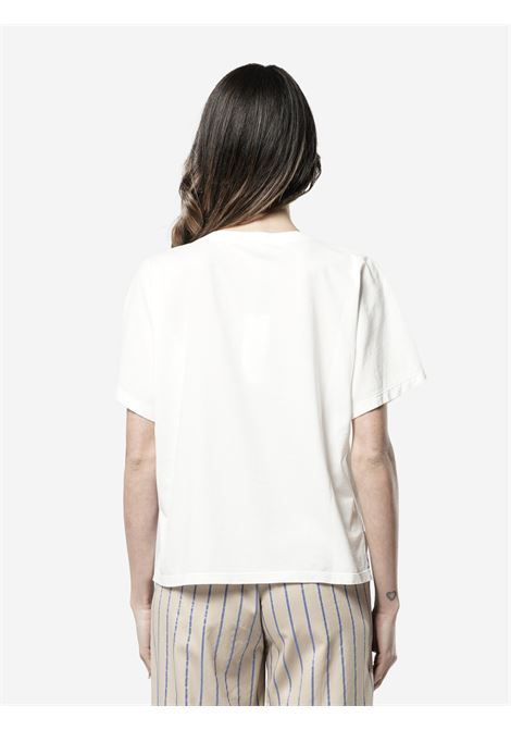 T-shirt con scollo a V a manica corta in jersey di cotone e lino POMANDERE | T- Shirt | 241-D187-61112110